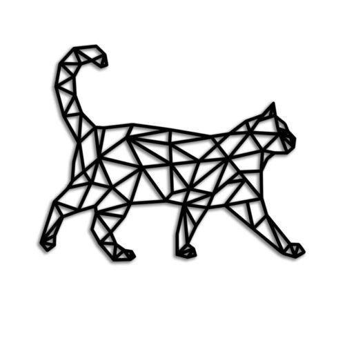 Geometric Cat Metal Sign